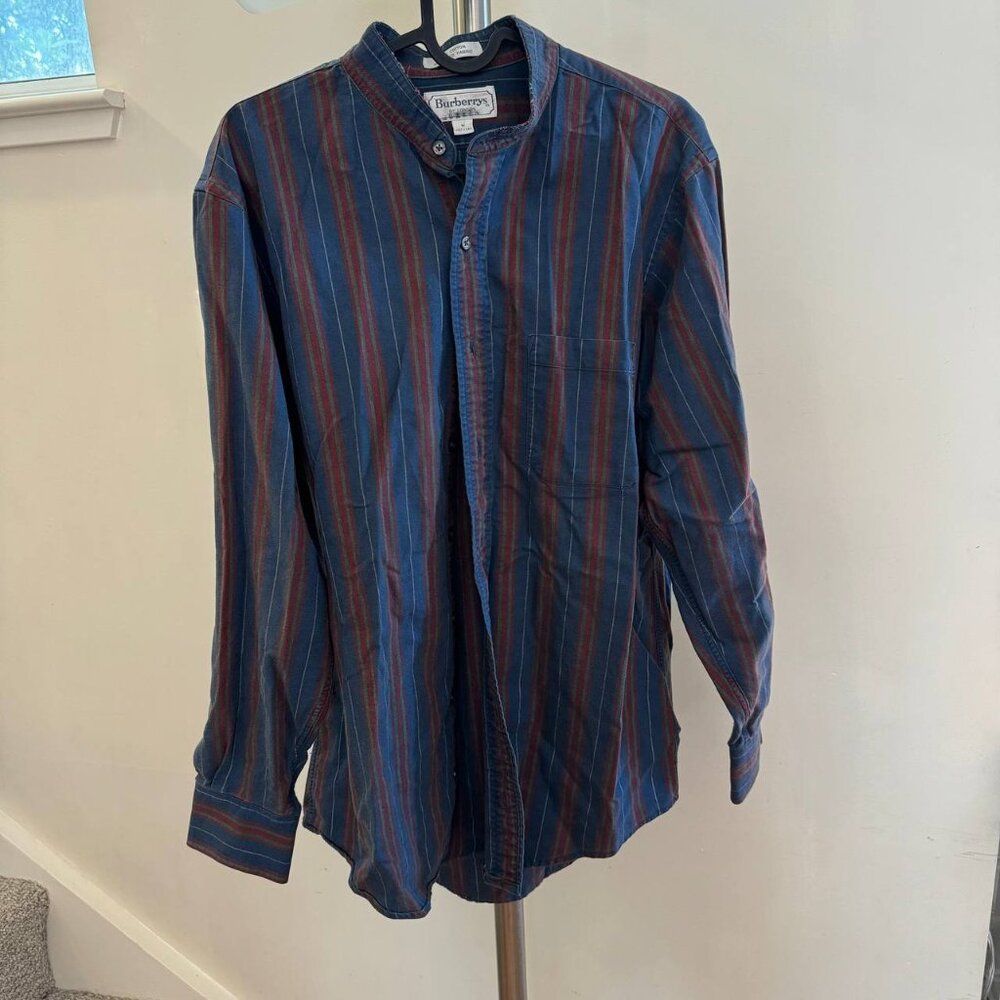 Burberry Mandarin Collar Stripe Shirt